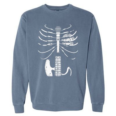 Music Skeleton Cool Guitar Microphone Speaker Heart Musician Garment-Dyed Sweatshirt