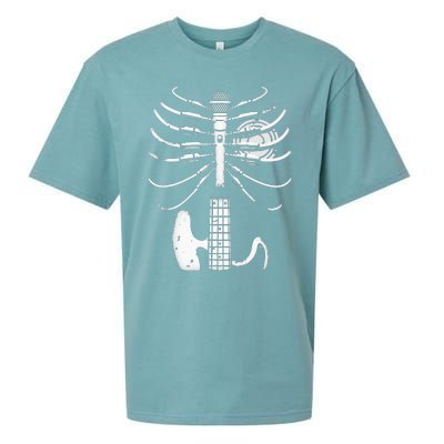 Music Skeleton Cool Guitar Microphone Speaker Heart Musician Sueded Cloud Jersey T-Shirt