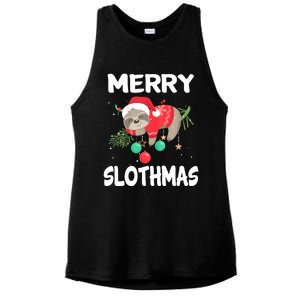 Merry Slothmas Cute Sloth Wear Santa Hat Cute Christmas Great Gift Ladies PosiCharge Tri-Blend Wicking Tank