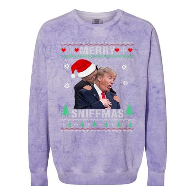 Merry Sniffmas Christmas Anti Biden Ugly Christmas Sweater Colorblast Crewneck Sweatshirt