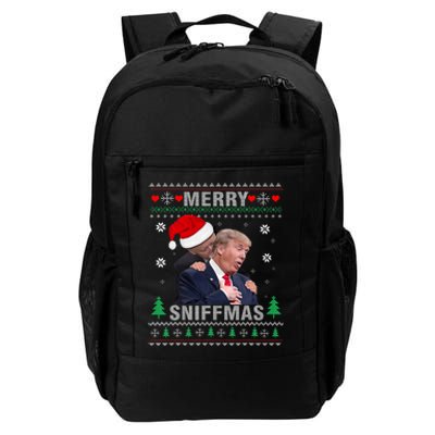 Merry Sniffmas Christmas Anti Biden Ugly Christmas Sweater Daily Commute Backpack