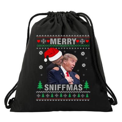 Merry Sniffmas Christmas Anti Biden Ugly Christmas Sweater Drawstring Bag