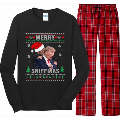 Merry Sniffmas Christmas Anti Biden Ugly Christmas Sweater Long Sleeve Pajama Set