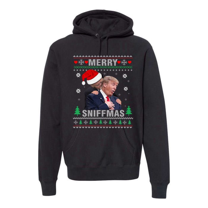 Merry Sniffmas Christmas Anti Biden Ugly Christmas Sweater Premium Hoodie