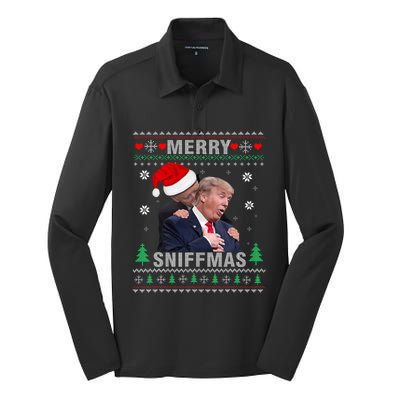 Merry Sniffmas Christmas Anti Biden Ugly Christmas Sweater Silk Touch Performance Long Sleeve Polo