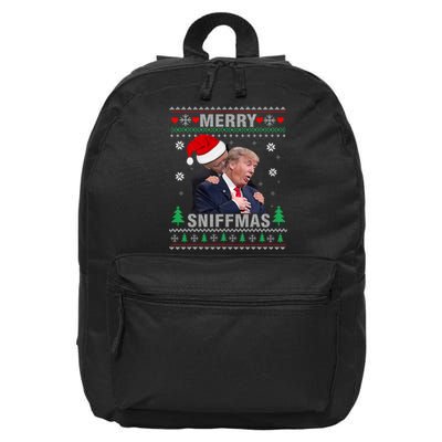 Merry Sniffmas Christmas Anti Biden Ugly Christmas Sweater 16 in Basic Backpack