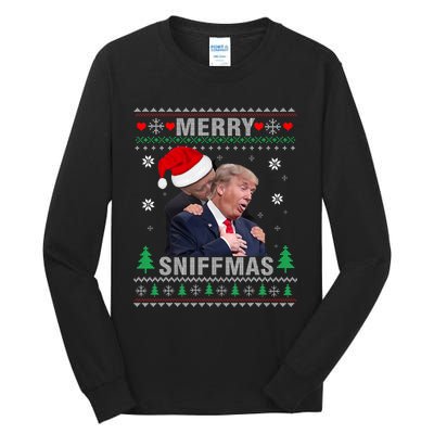 Merry Sniffmas Christmas Anti Biden Ugly Christmas Sweater Tall Long Sleeve T-Shirt