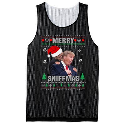 Merry Sniffmas Christmas Anti Biden Ugly Christmas Sweater Mesh Reversible Basketball Jersey Tank