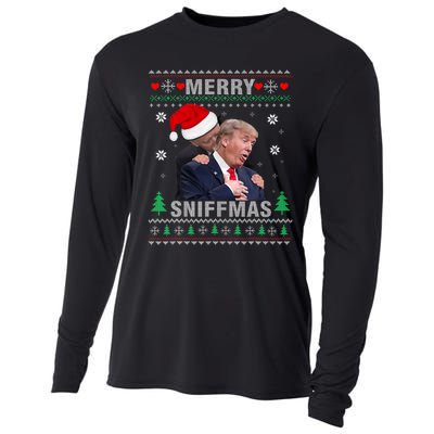 Merry Sniffmas Christmas Anti Biden Ugly Christmas Sweater Cooling Performance Long Sleeve Crew