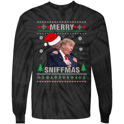 Merry Sniffmas Christmas Anti Biden Ugly Christmas Sweater Tie-Dye Long Sleeve Shirt