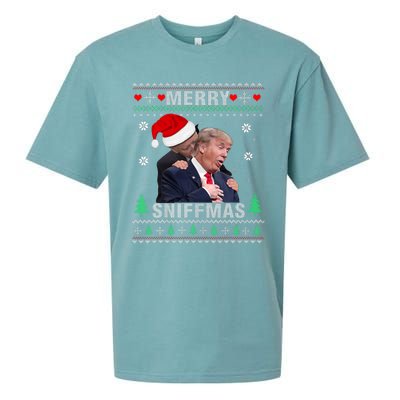 Merry Sniffmas Christmas Anti Biden Ugly Christmas Sweater Sueded Cloud Jersey T-Shirt