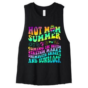 Mom Summer Coming In With Stretch Marks Swimsuits Snacks Women's Racerback Cropped Tank