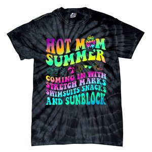 Mom Summer Coming In With Stretch Marks Swimsuits Snacks Tie-Dye T-Shirt