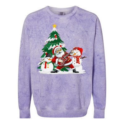 Musical Santa Claus Guitar Christmas Santa Claus Player Rock Gift Colorblast Crewneck Sweatshirt