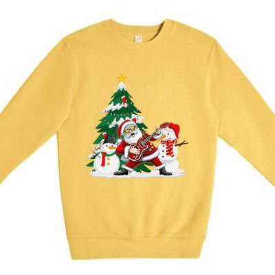 Musical Santa Claus Guitar Christmas Santa Claus Player Rock Gift Premium Crewneck Sweatshirt