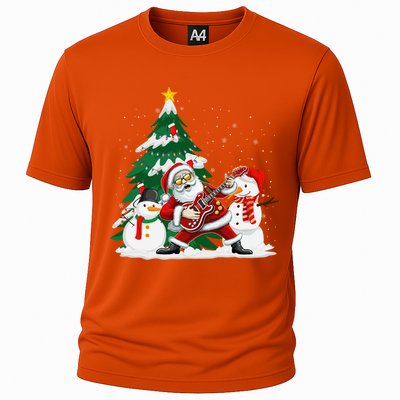 Musical Santa Claus Guitar Christmas Santa Claus Player Rock Gift Cooling Performance Crew T-Shirt