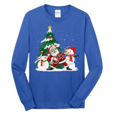 Musical Santa Claus Guitar Christmas Santa Claus Player Rock Gift Tall Long Sleeve T-Shirt