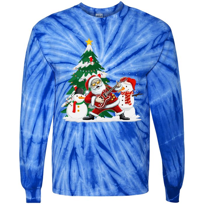 Musical Santa Claus Guitar Christmas Santa Claus Player Rock Gift Tie-Dye Long Sleeve Shirt