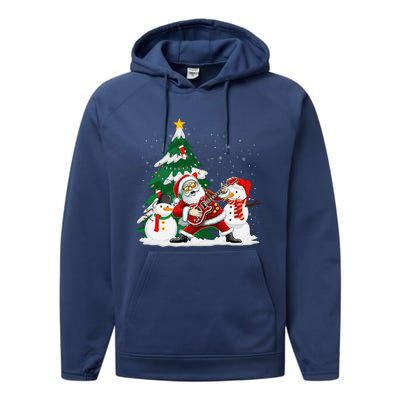 Musical Santa Claus Guitar Christmas Santa Claus Player Rock Gift Performance Fleece Hoodie