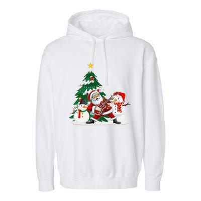 Musical Santa Claus Guitar Christmas Santa Claus Player Rock Gift Garment-Dyed Fleece Hoodie