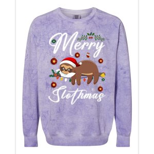 Merry Slothmas Christmas Pajama For Sloth Lovers Gift Colorblast Crewneck Sweatshirt