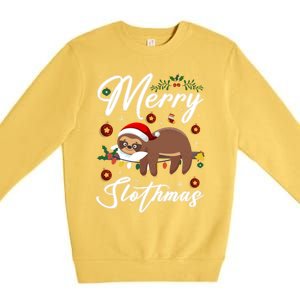 Merry Slothmas Christmas Pajama For Sloth Lovers Gift Premium Crewneck Sweatshirt