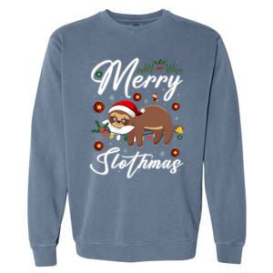 Merry Slothmas Christmas Pajama For Sloth Lovers Gift Garment-Dyed Sweatshirt