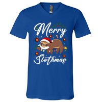 Merry Slothmas Christmas Pajama For Sloth Lovers Gift V-Neck T-Shirt