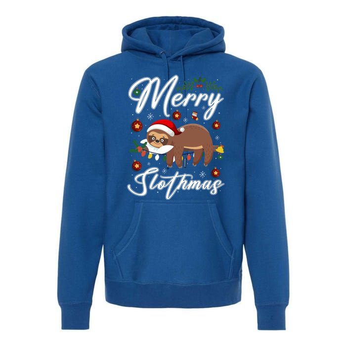 Merry Slothmas Christmas Pajama For Sloth Lovers Gift Premium Hoodie