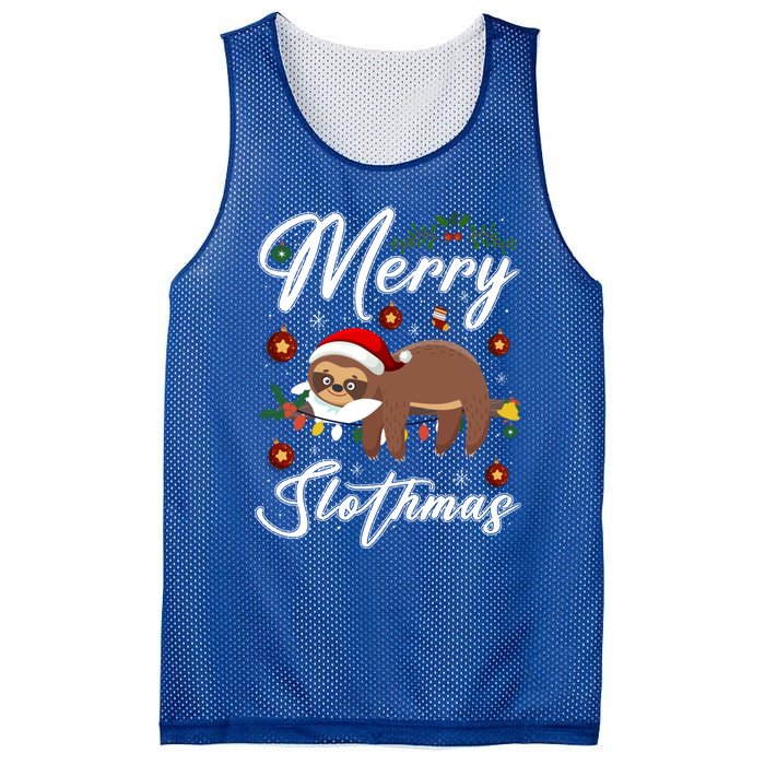 Merry Slothmas Christmas Pajama For Sloth Lovers Gift Mesh Reversible Basketball Jersey Tank