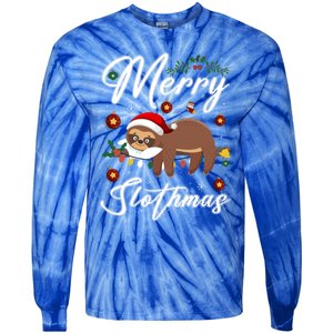 Merry Slothmas Christmas Pajama For Sloth Lovers Gift Tie-Dye Long Sleeve Shirt