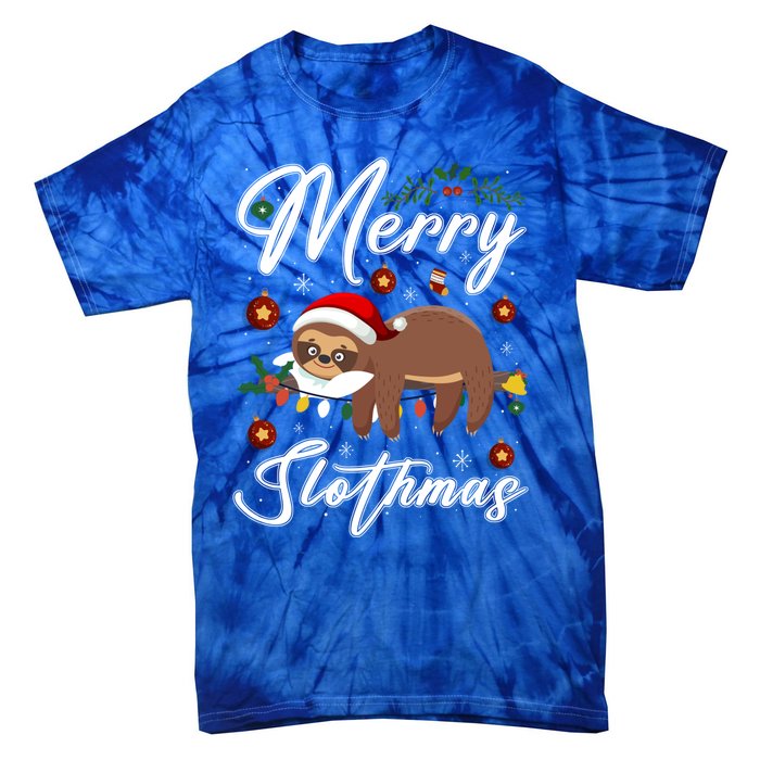 Merry Slothmas Christmas Pajama For Sloth Lovers Gift Tie-Dye T-Shirt