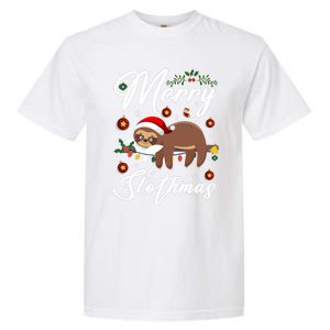 Merry Slothmas Christmas Pajama For Sloth Lovers Gift Garment-Dyed Heavyweight T-Shirt