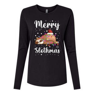 Merry Slothmas Christmas Pajama For Sloth Santa Lovers Great Gift Womens Cotton Relaxed Long Sleeve T-Shirt