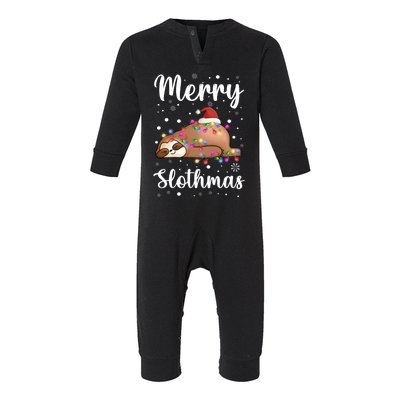 Merry Slothmas Christmas Pajama For Sloth Santa Lovers Great Gift Infant Fleece One Piece