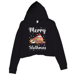 Merry Slothmas Christmas Pajama For Sloth Santa Lovers Great Gift Crop Fleece Hoodie