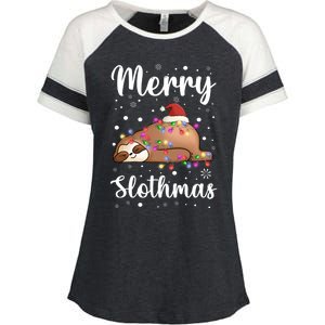 Merry Slothmas Christmas Pajama For Sloth Santa Lovers Great Gift Enza Ladies Jersey Colorblock Tee