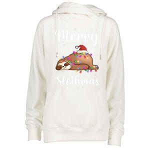 Merry Slothmas Christmas Pajama For Sloth Santa Lovers Great Gift Womens Funnel Neck Pullover Hood