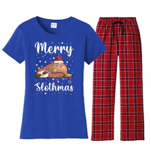 Merry Slothmas Christmas Pajama For Sloth Santa Lovers Great Gift Women's Flannel Pajama Set