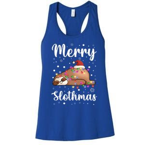 Merry Slothmas Christmas Pajama For Sloth Santa Lovers Great Gift Women's Racerback Tank