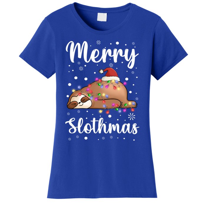 Merry Slothmas Christmas Pajama For Sloth Santa Lovers Great Gift Women's T-Shirt