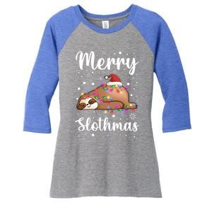 Merry Slothmas Christmas Pajama For Sloth Santa Lovers Great Gift Women's Tri-Blend 3/4-Sleeve Raglan Shirt