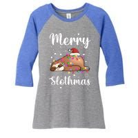 Merry Slothmas Christmas Pajama For Sloth Santa Lovers Great Gift Women's Tri-Blend 3/4-Sleeve Raglan Shirt