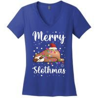 Merry Slothmas Christmas Pajama For Sloth Santa Lovers Great Gift Women's V-Neck T-Shirt