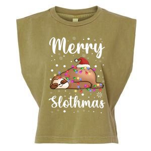 Merry Slothmas Christmas Pajama For Sloth Santa Lovers Great Gift Garment-Dyed Women's Muscle Tee