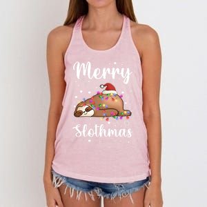 Merry Slothmas Christmas Pajama For Sloth Santa Lovers Great Gift Women's Knotted Racerback Tank