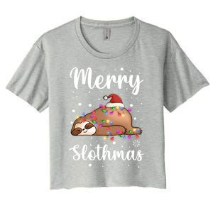 Merry Slothmas Christmas Pajama For Sloth Santa Lovers Great Gift Women's Crop Top Tee