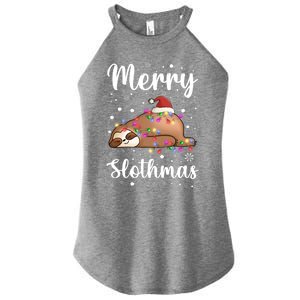 Merry Slothmas Christmas Pajama For Sloth Santa Lovers Great Gift Women's Perfect Tri Rocker Tank