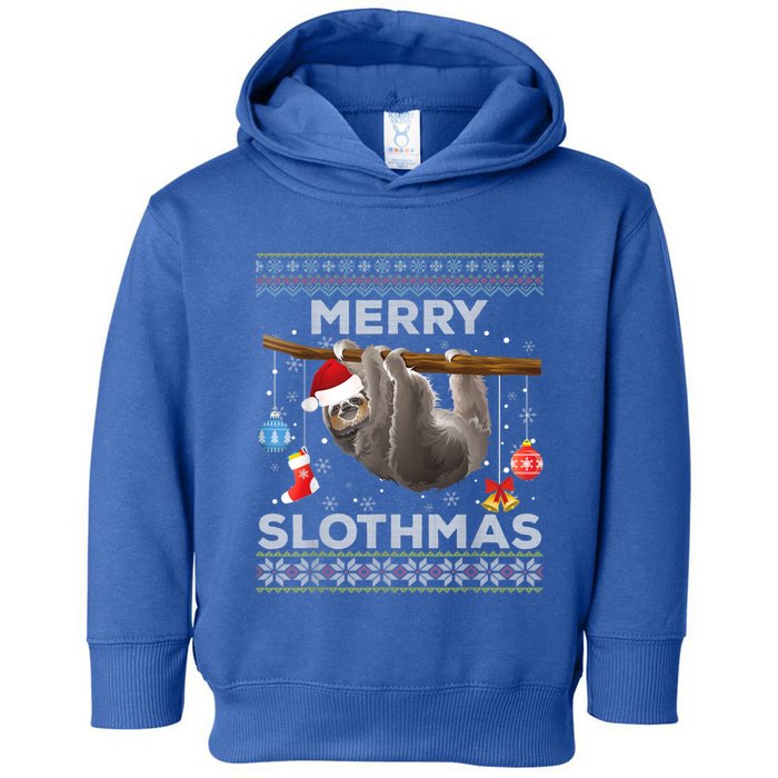 Merry Slothmas Christmas Pajama Sloth Lover Ugly Sweater Gift Toddler Hoodie