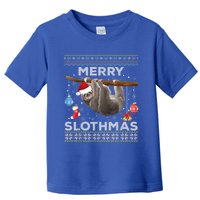 Merry Slothmas Christmas Pajama Sloth Lover Ugly Sweater Gift Toddler T-Shirt